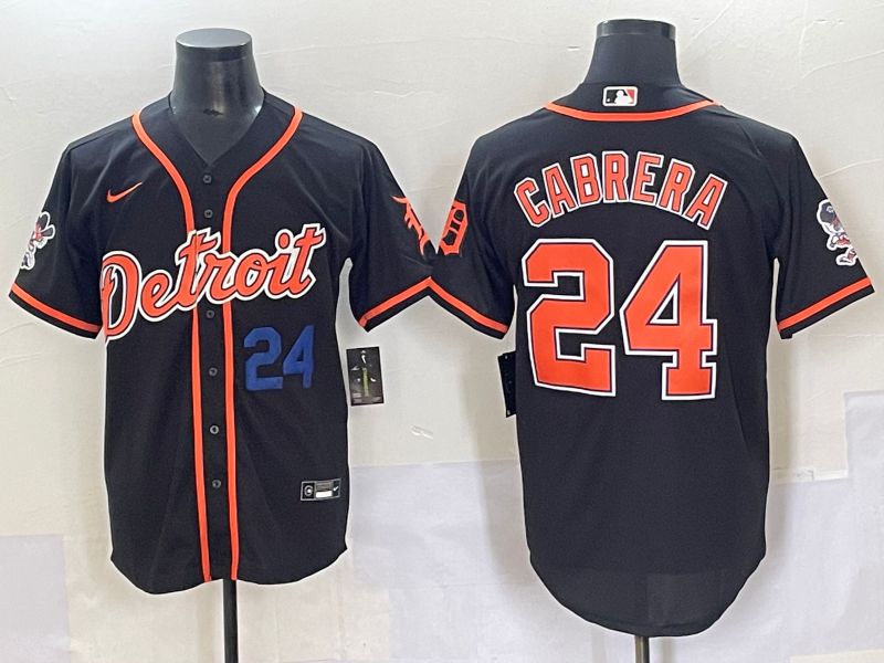 Men 2025 Detroit Tigers #24 Cabrera Black Joint Name Nike MLB Jersey style 9